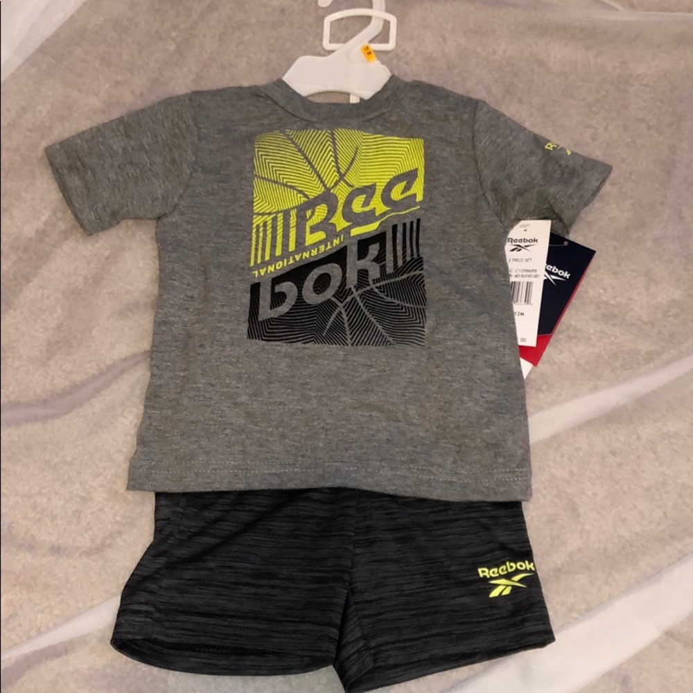 Reebok shirt & short set gray & black Size 12M NWT